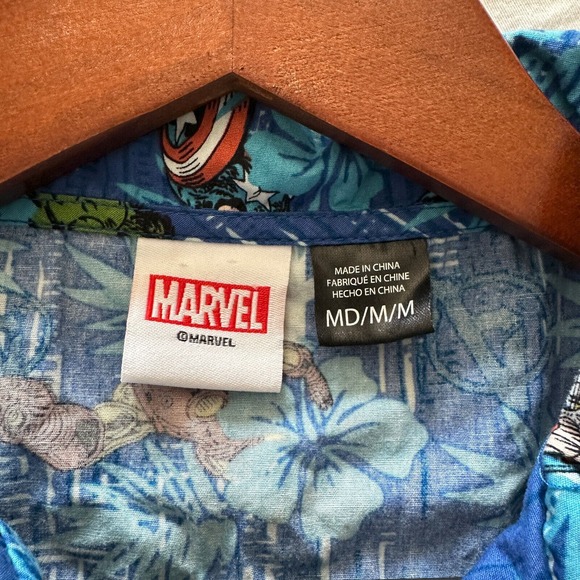 Marvel Avengers Hawaiian Shirt Classic Comics Button Up Short Sleeve Men's M - Picture 11 of 15